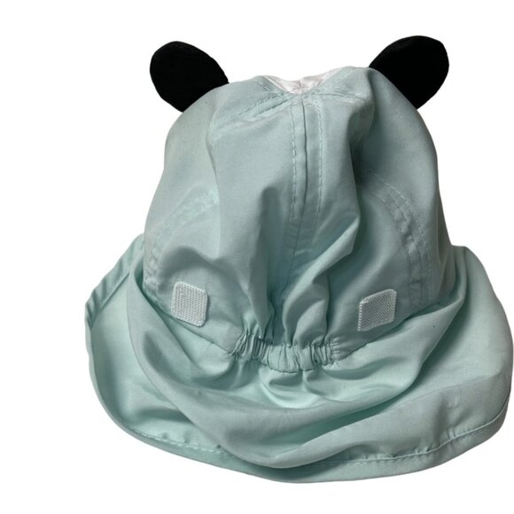 Panda Hat Cap Fitted Youth One Size Mint Green Sun Protection Neck Flap UPF Ears - Picture 3 of 4